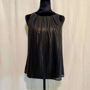 Forever 21 Contemporary Black and Gold Pleated Sleeveless Blouse